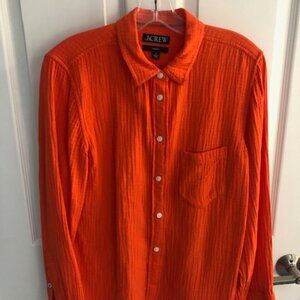 J Crew Ladies "Classic" coral long sleeve blouse, size 8